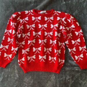 Vintage holiday bow print sweater